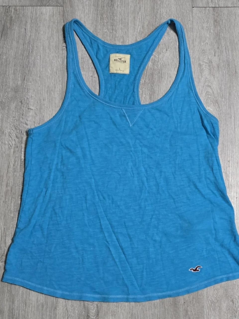 Vintage Y2K Hollister Co. Blue Tank Top Women's Embroidered Bird Logo Large